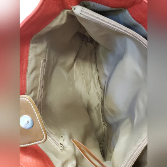 Stylish Orange & Brown Tote Bag Book Bag Work Bag - Picture 5 of 6